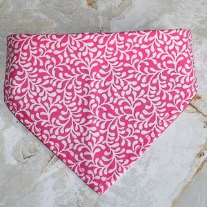 HAND CRAFTED Bandana Pink Swirls Vines Floral Print Dog Pet Scarf Accessory